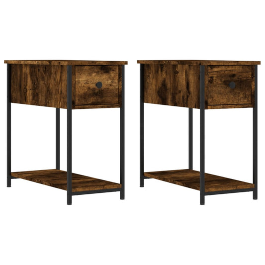 vidaXL Bedside Cabinet | Set of 2 | Smoked Oak | Engineered wood, iron