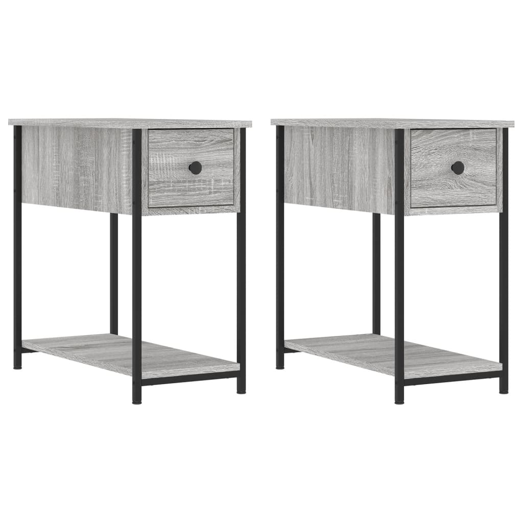 vidaXL Bedside Cabinet | Set of 2 | Grey Sonoma | Engineered wood, iron