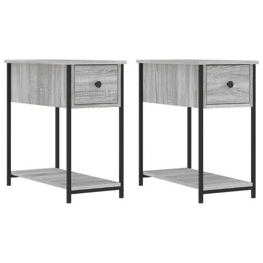 vidaXL Bedside Cabinet | Set of 2 | Grey Sonoma | Engineered wood, iron