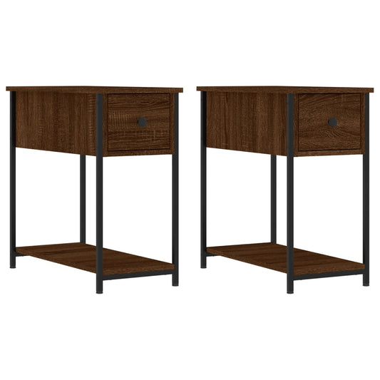 vidaXL Bedside Cabinet | Set of 2 | Brown Oak | Engineered wood, iron | Modern