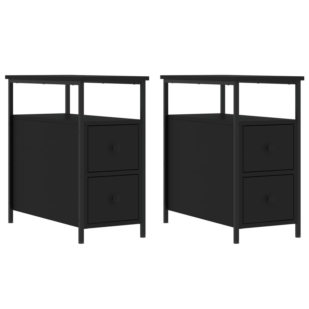 vidaXL Bedside Cabinets 2 pcs Black 30x60x60 cm Engineered Wood