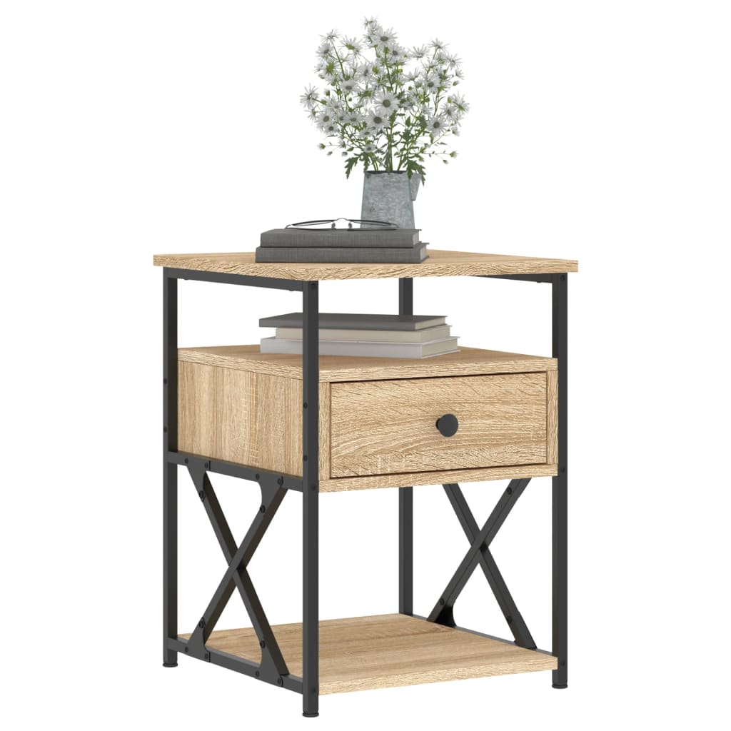 vidaXL Bedside Cabinet | Sonoma Oak | Engineered wood, iron | 40x42x55 cm