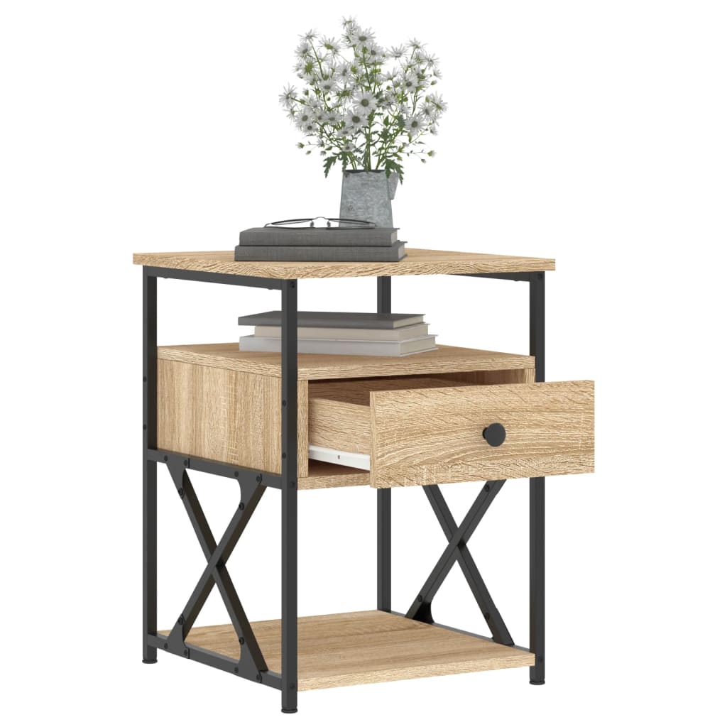 vidaXL Bedside Cabinet | Sonoma Oak | Engineered wood, iron | 40x42x55 cm