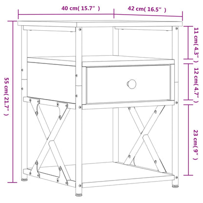 vidaXL Bedside Cabinet | Sonoma Oak | Engineered wood, iron | 40x42x55 cm