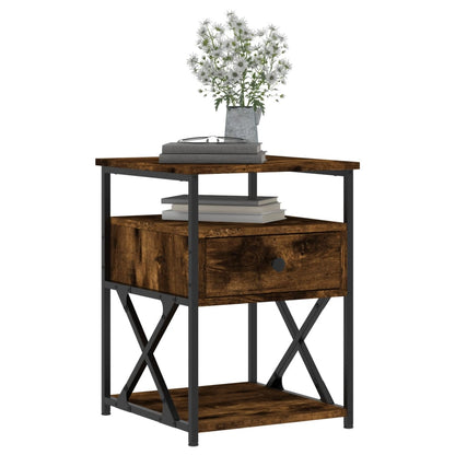 vidaXL Bedside Cabinet | Smoked oak | Engineered wood and iron | Medium