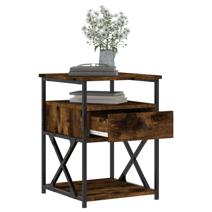 vidaXL Bedside Cabinet | Smoked oak | Engineered wood and iron | Medium