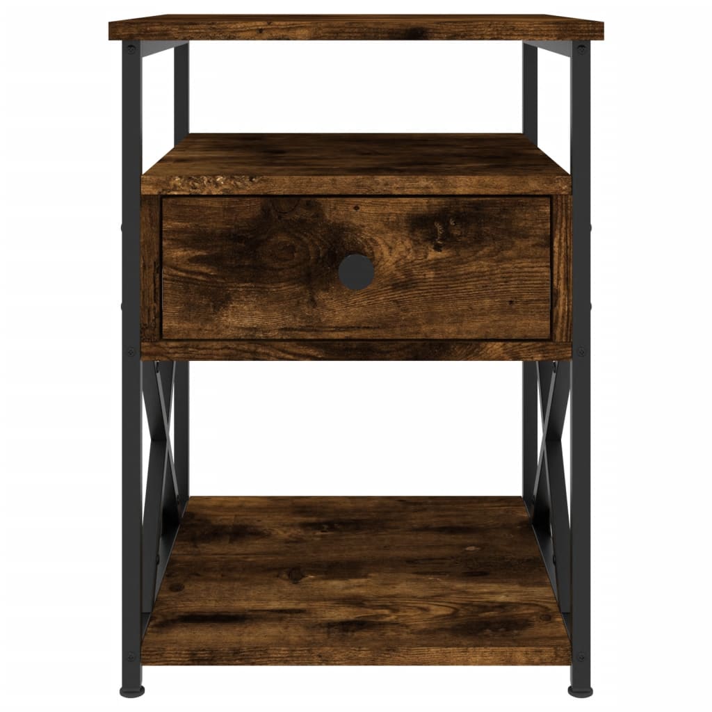 vidaXL Bedside Cabinet | Smoked oak | Engineered wood and iron | Medium