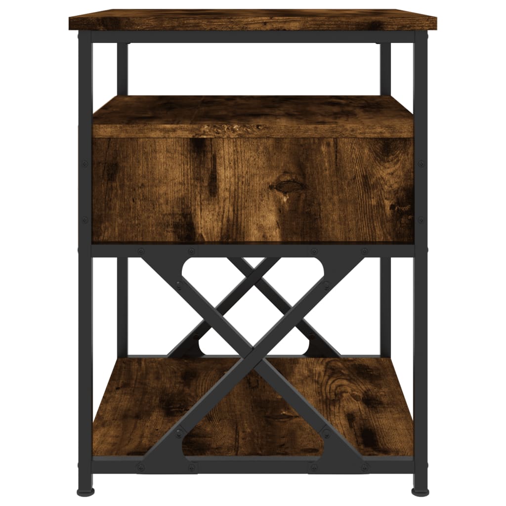 vidaXL Bedside Cabinet | Smoked oak | Engineered wood and iron | Medium