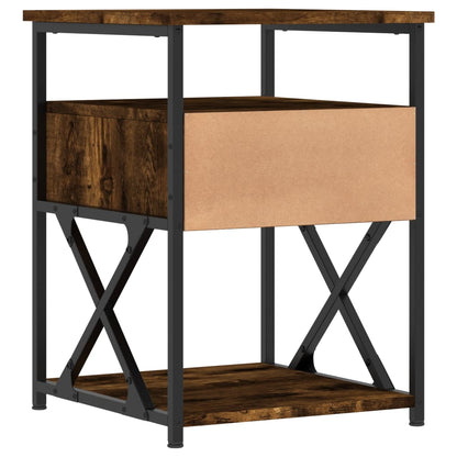 vidaXL Bedside Cabinet | Smoked oak | Engineered wood and iron | Medium
