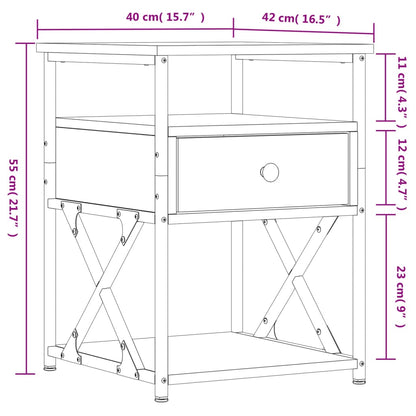 vidaXL Bedside Cabinet | Smoked oak | Engineered wood and iron | Medium