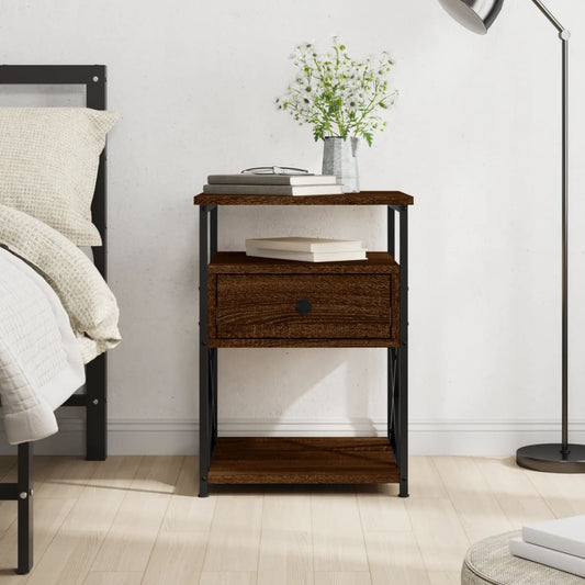 vidaXL Bedside Cabinet Brown Oak 40x42x55 cm Engineered Wood
