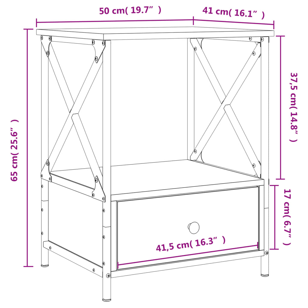 vidaXL Bedside Tables 2 pcs Black 50x41x65 cm Engineered Wood