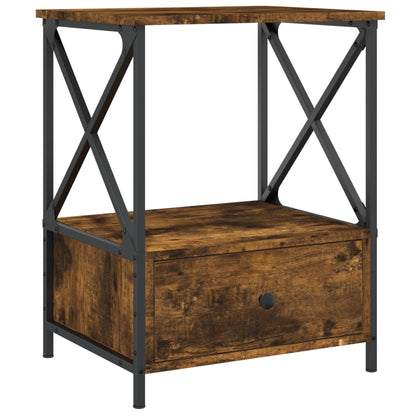 vidaXL Bedside Table Smoked Oak 50x41x65 cm Engineered Wood