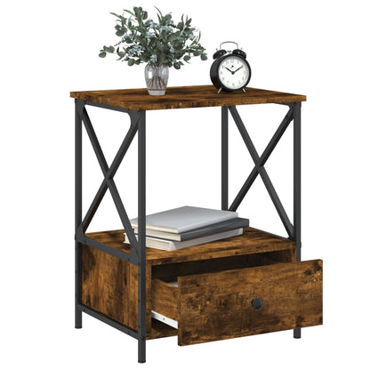 vidaXL Bedside Table Smoked Oak 50x41x65 cm Engineered Wood