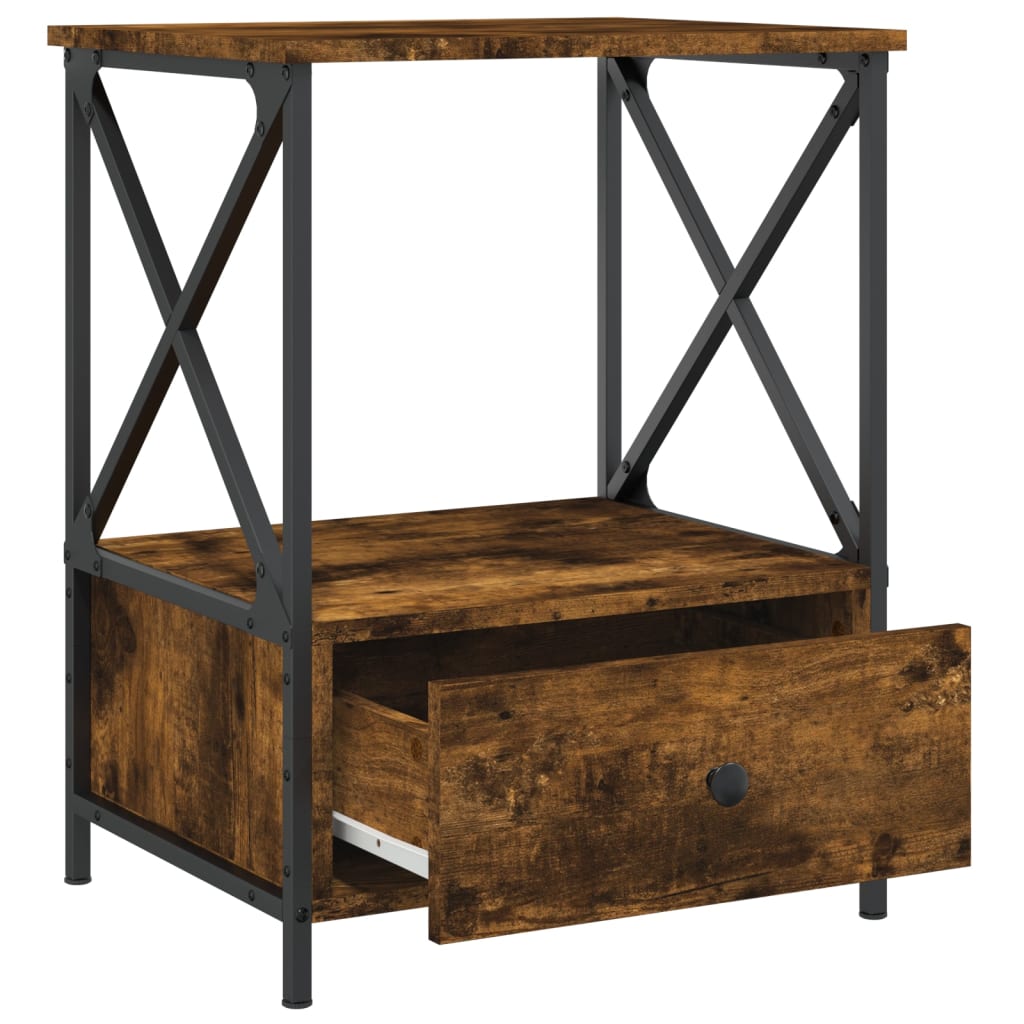 vidaXL Bedside Table Smoked Oak 50x41x65 cm Engineered Wood