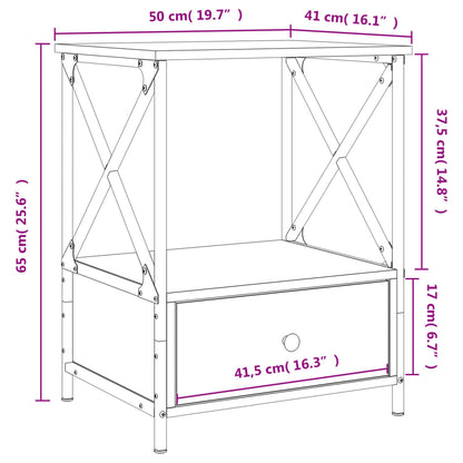 vidaXL Bedside Table Smoked Oak 50x41x65 cm Engineered Wood