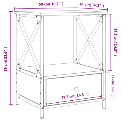 vidaXL Bedside Tables 2 pcs Smoked Oak 50x41x65 cm Engineered Wood