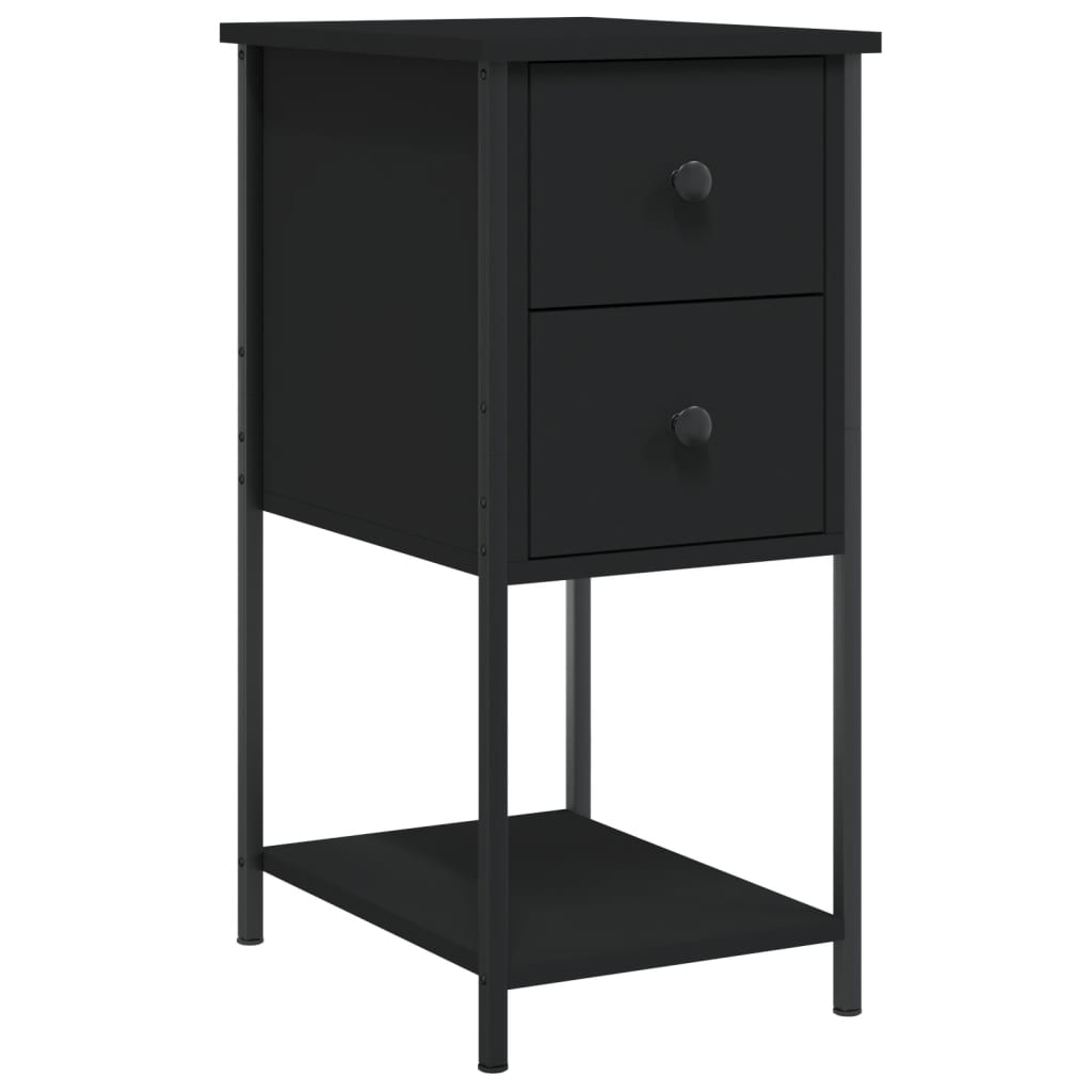 vidaXL Bedside Cabinet Black 32x42x70 cm Engineered Wood