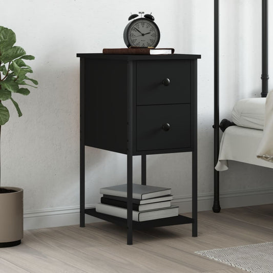 vidaXL Bedside Cabinet Black 32x42x70 cm Engineered Wood
