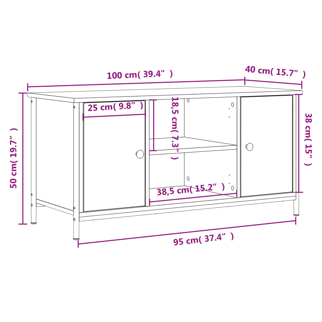 vidaXL TV Cabinet Sonoma Oak 100x40x50 cm Engineered Wood