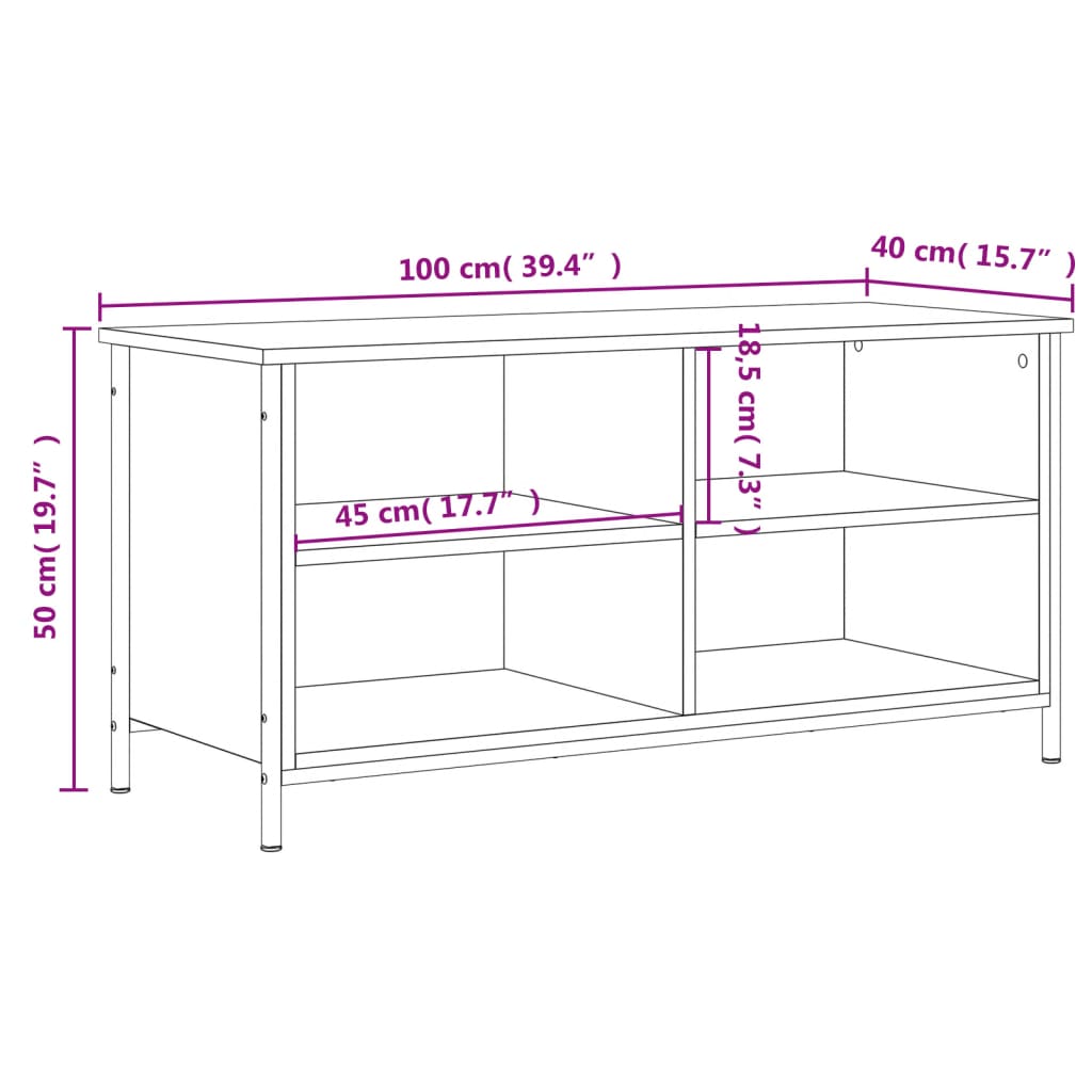 vidaXL TV Cabinet Smoked Oak 100x40x50 cm Engineered Wood
