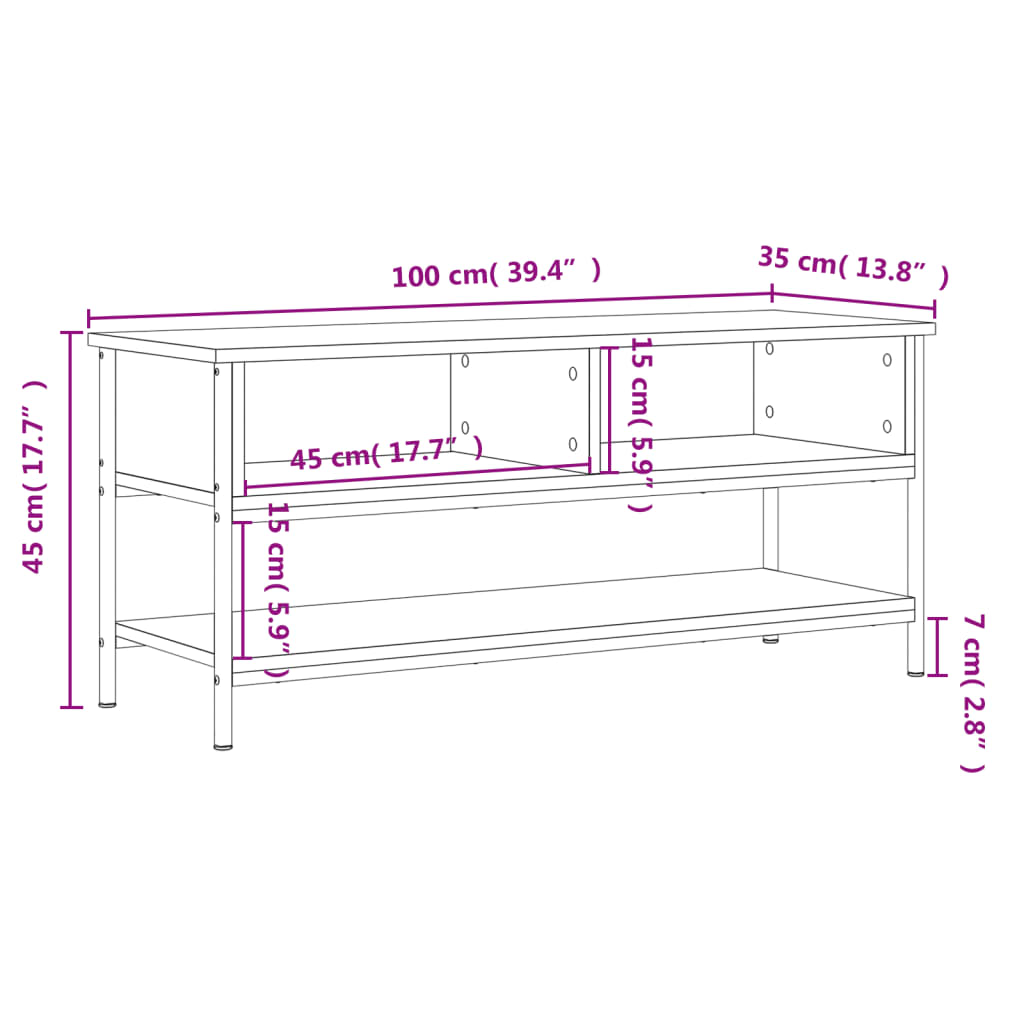vidaXL TV Cabinet Sonoma Oak 100x35x45 cm Engineered Wood