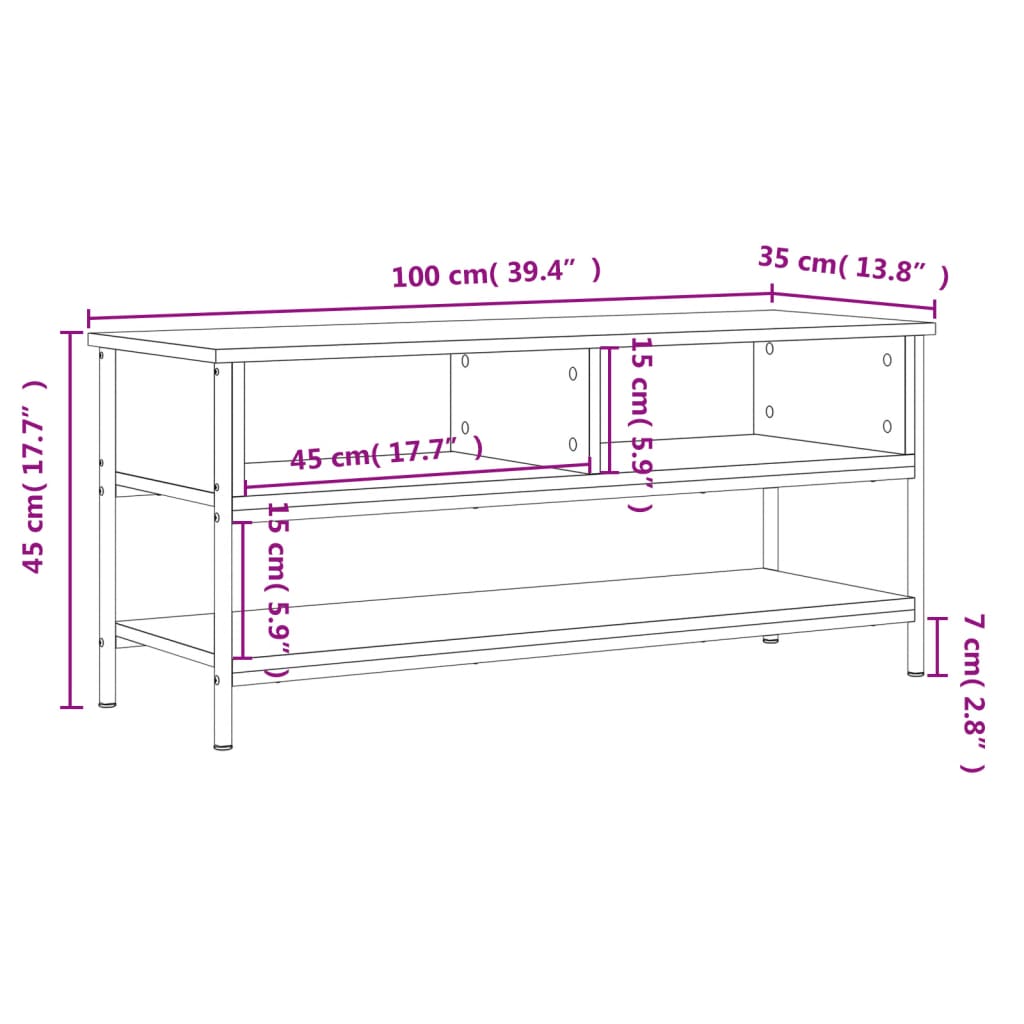 vidaXL TV Cabinet Smoked Oak 100x35x45 cm Engineered Wood