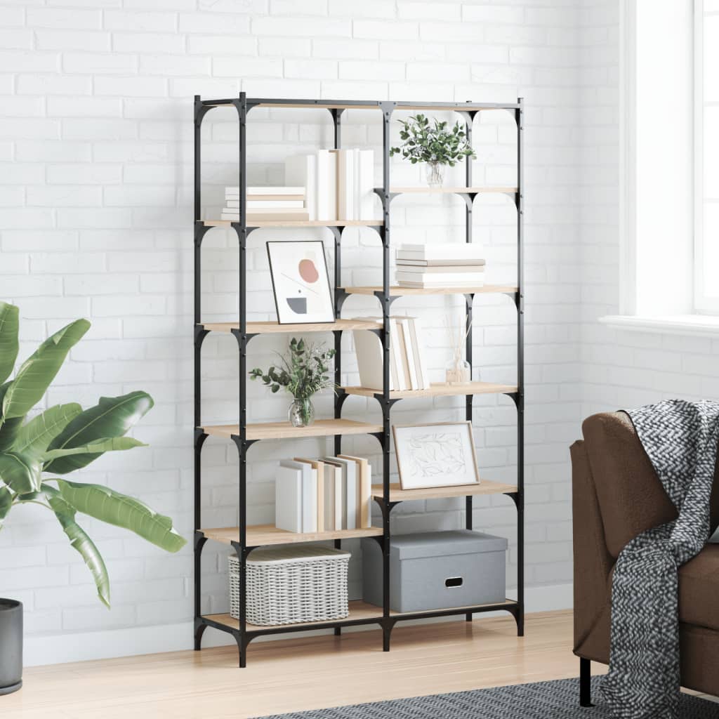 vidaXL Bookshelf Sonoma Oak 100x32x170 cm Engineered Wood and Iron