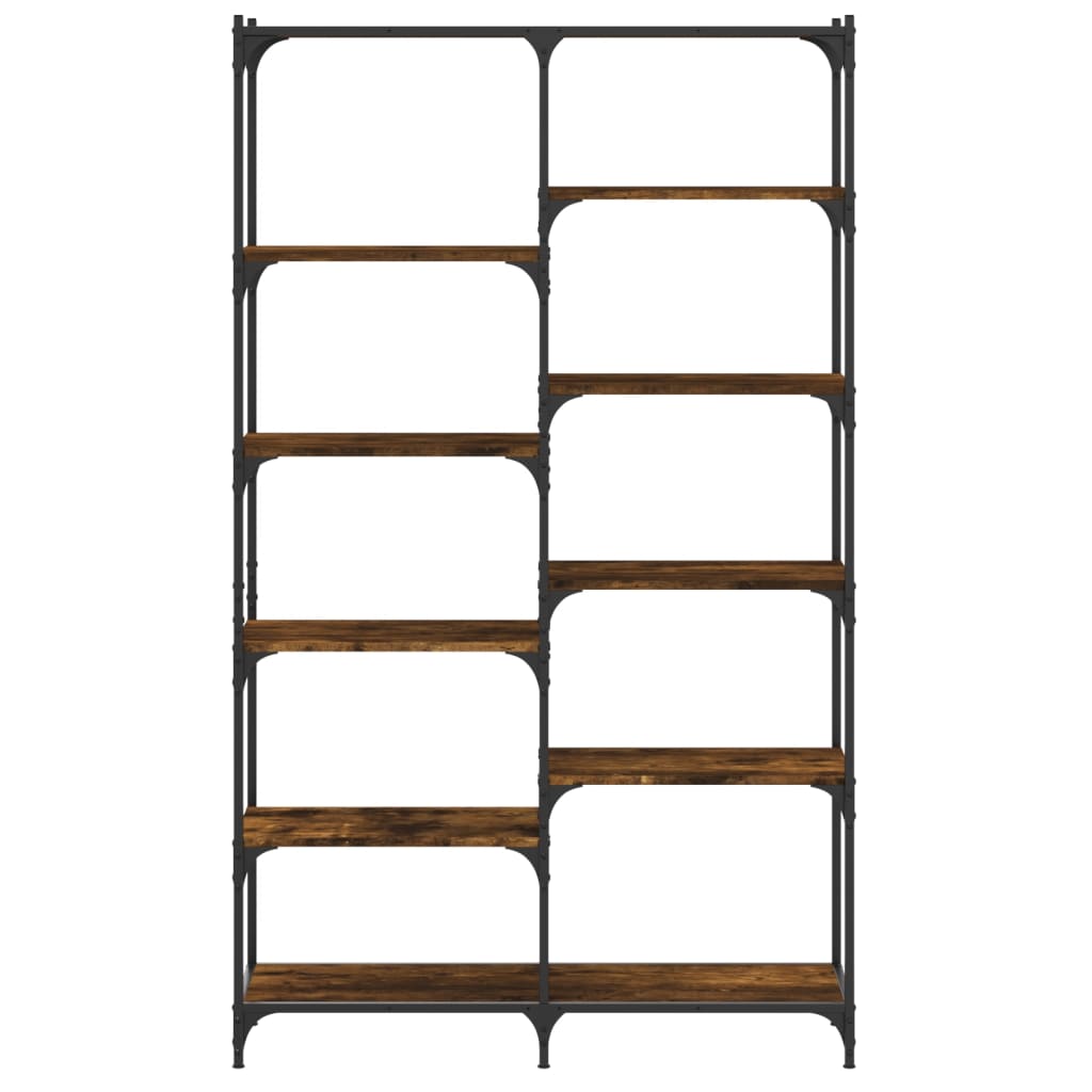 vidaXL Bookshelf Smoked Oak 100x32x170 cm Engineered Wood and Iron