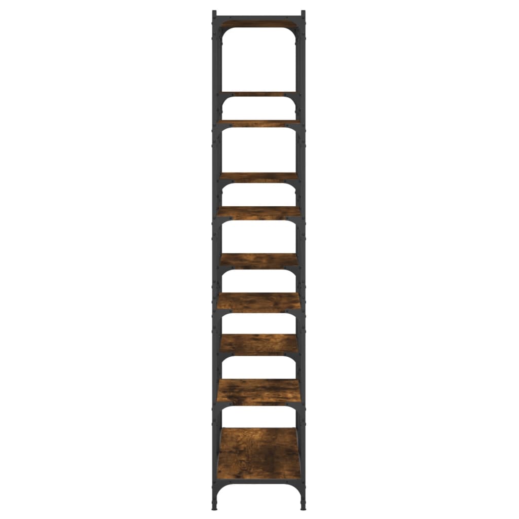 vidaXL Bookshelf Smoked Oak 100x32x170 cm Engineered Wood and Iron