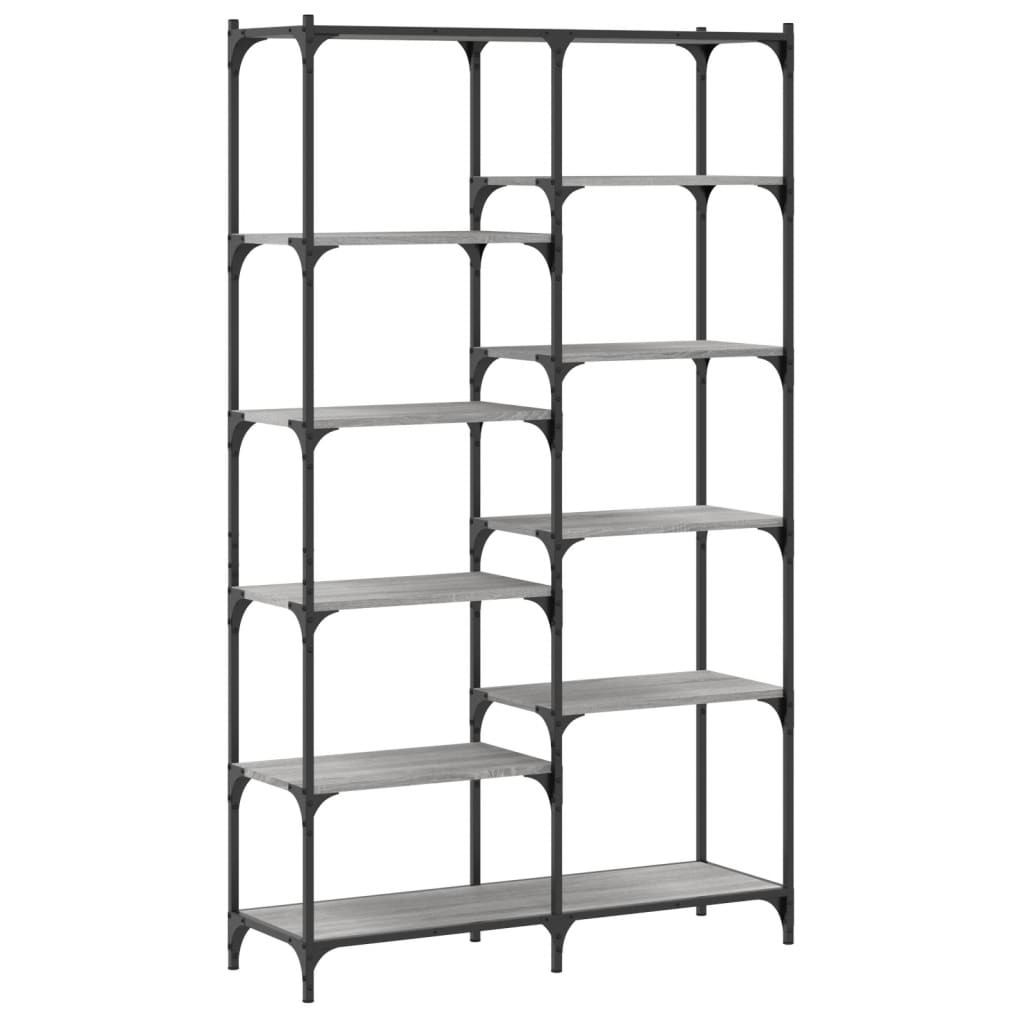 vidaXL Bookshelf Grey Sonoma 100x32x170 cm Engineered Wood and Iron