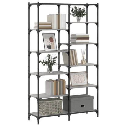 vidaXL Bookshelf Grey Sonoma 100x32x170 cm Engineered Wood and Iron