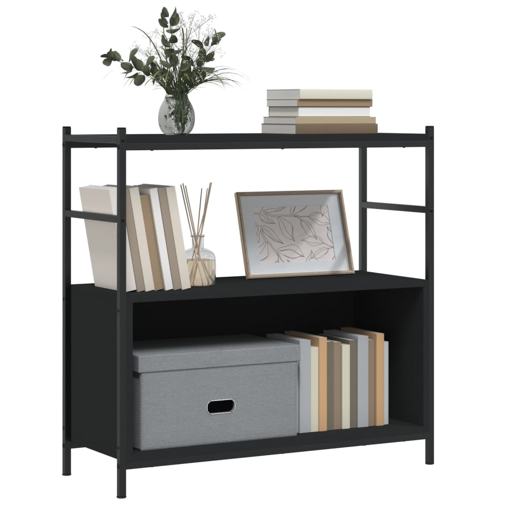 vidaXL Bookshelf Black 80x30x78.5 cm Engineered Wood and Iron