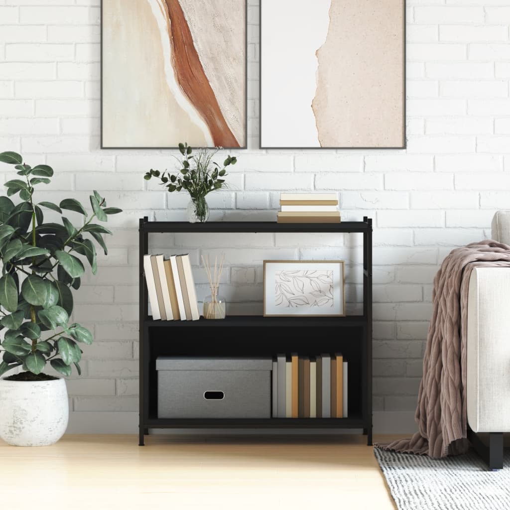 vidaXL Bookshelf Black 80x30x78,5 cm Engineered Wood and Iron