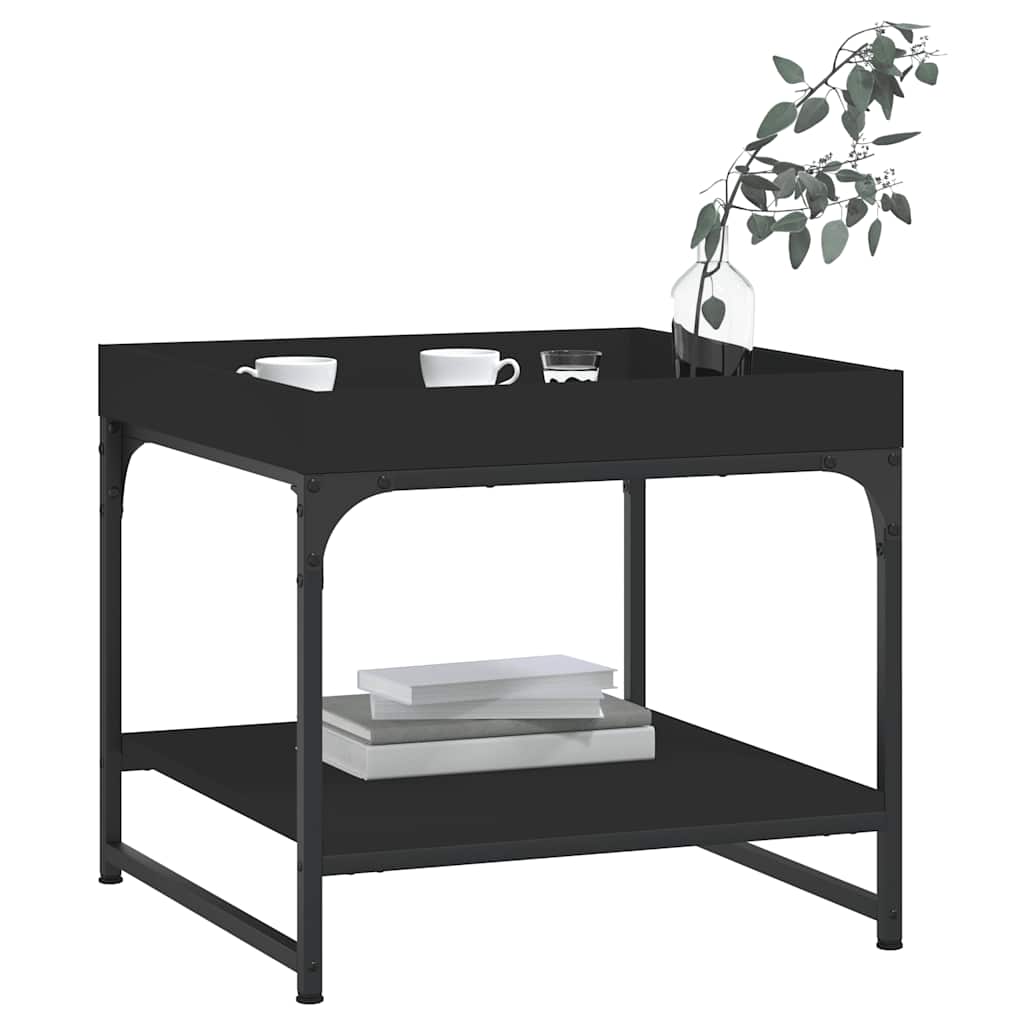 vidaXL Coffee Table Black 49,5x49,5x45 cm Engineered Wood