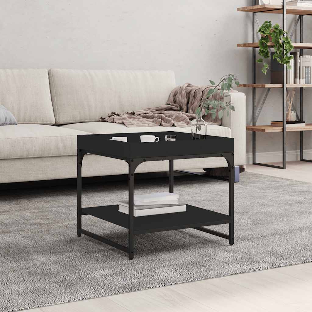 vidaXL Coffee Table Black 49,5x49,5x45 cm Engineered Wood