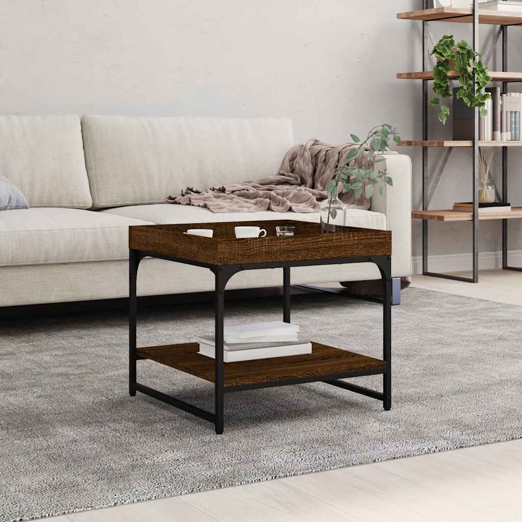 vidaXL Coffee Table Brown Oak 49,5x49,5x45 cm Engineered Wood