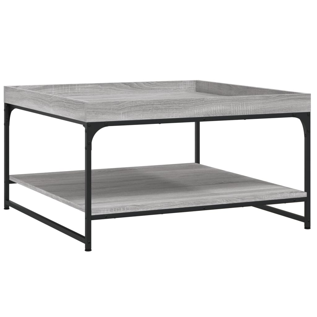 vidaXL Coffee Table Grey Sonoma 80x80x45 cm Engineered Wood and Iron