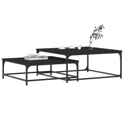 vidaXL Nesting Coffee Tables 2 pcs Black Engineered Wood