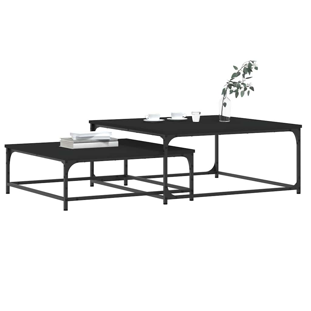 vidaXL Nesting Coffee Tables 2 pcs Black Engineered Wood