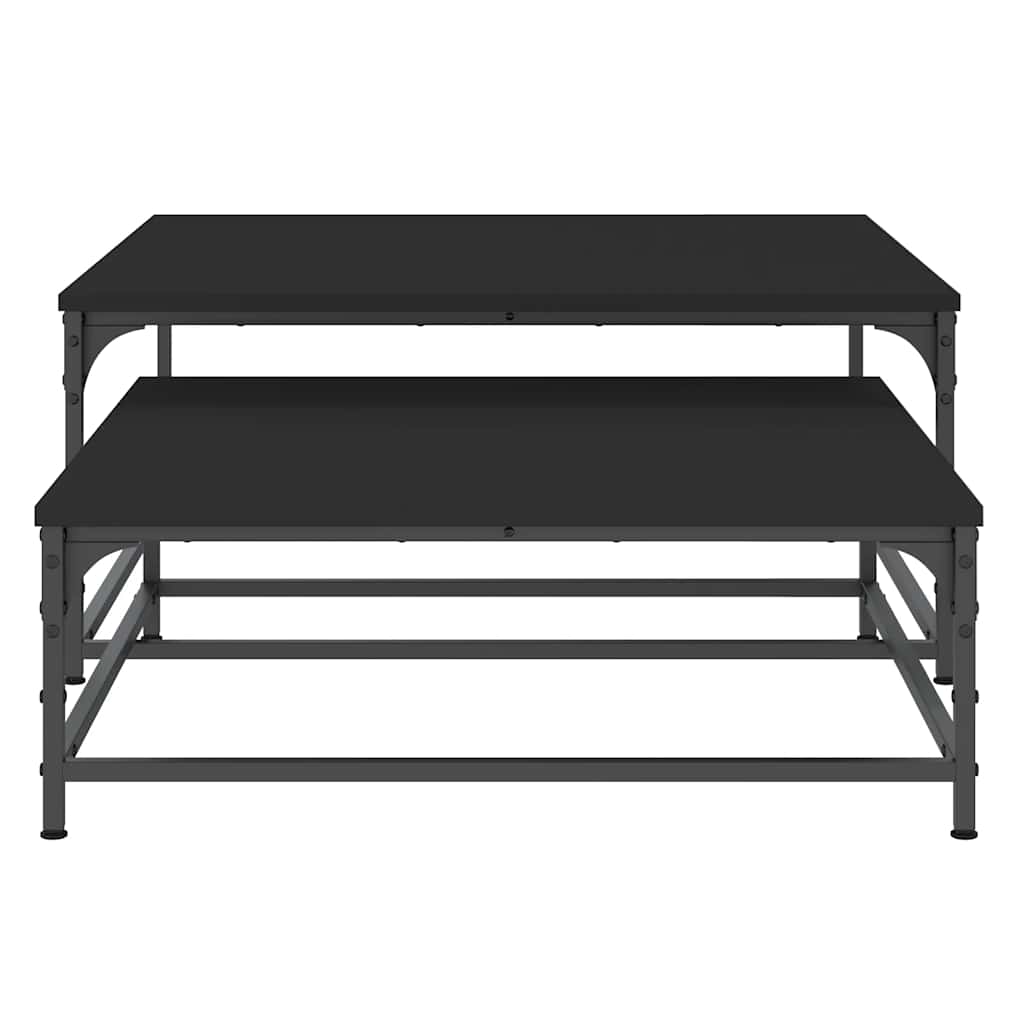 vidaXL Nesting Coffee Tables 2 pcs Black Engineered Wood