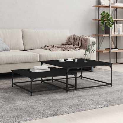 vidaXL Nesting Coffee Tables 2 pcs Black Engineered Wood