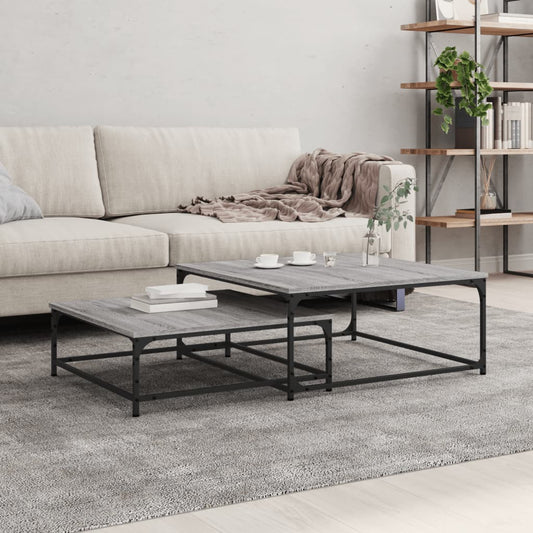 vidaXL Nesting Coffee Tables 2 pcs Grey Sonoma Engineered Wood