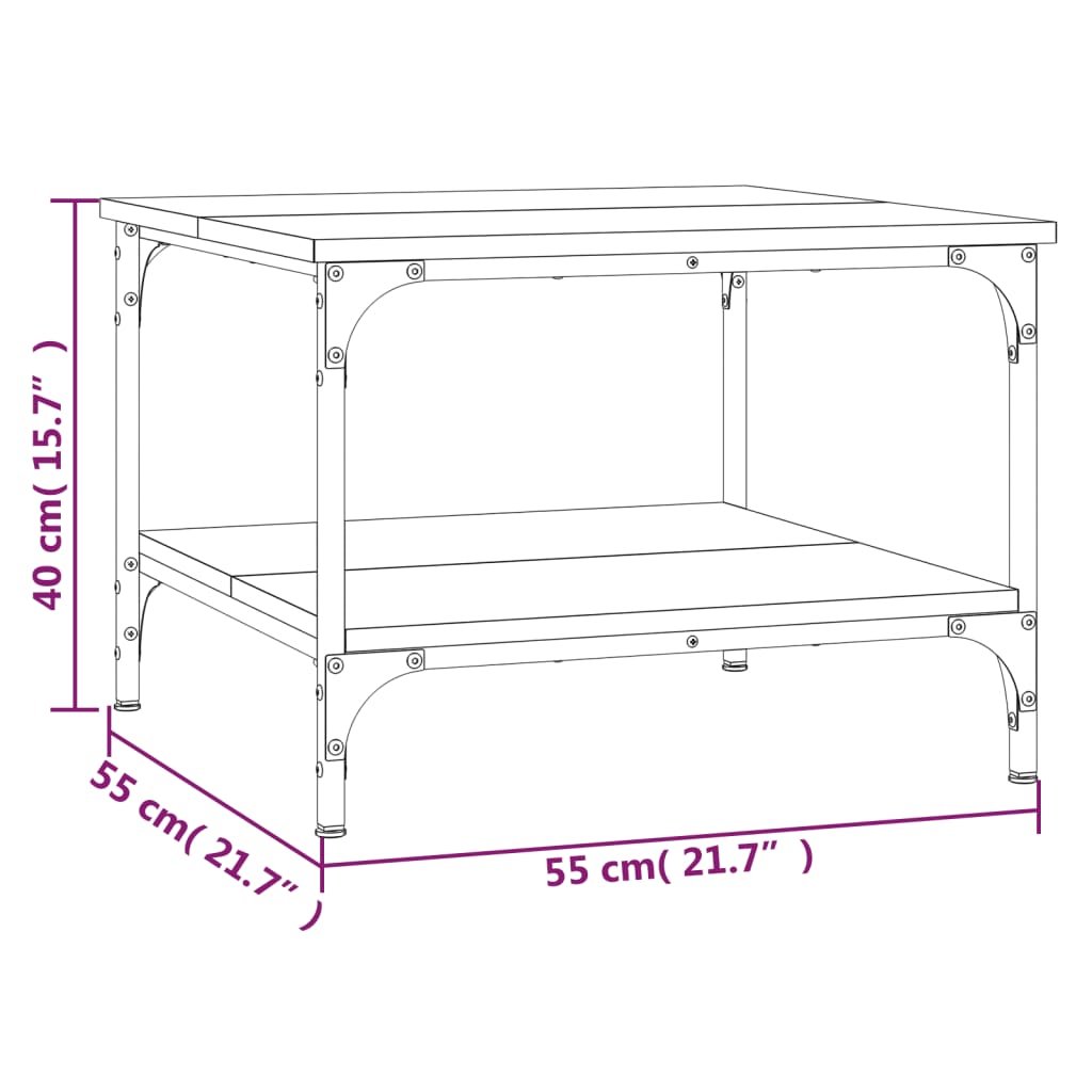 vidaXL Coffee Table Grey Sonoma 55x55x40 cm Engineered Wood