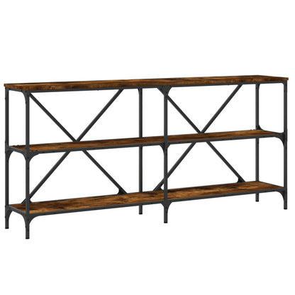 vidaXL Console Table Smoked Oak 160x30x75 cm Engineered Wood and Iron