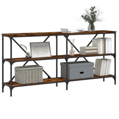 vidaXL Console Table Smoked Oak 160x30x75 cm Engineered Wood and Iron