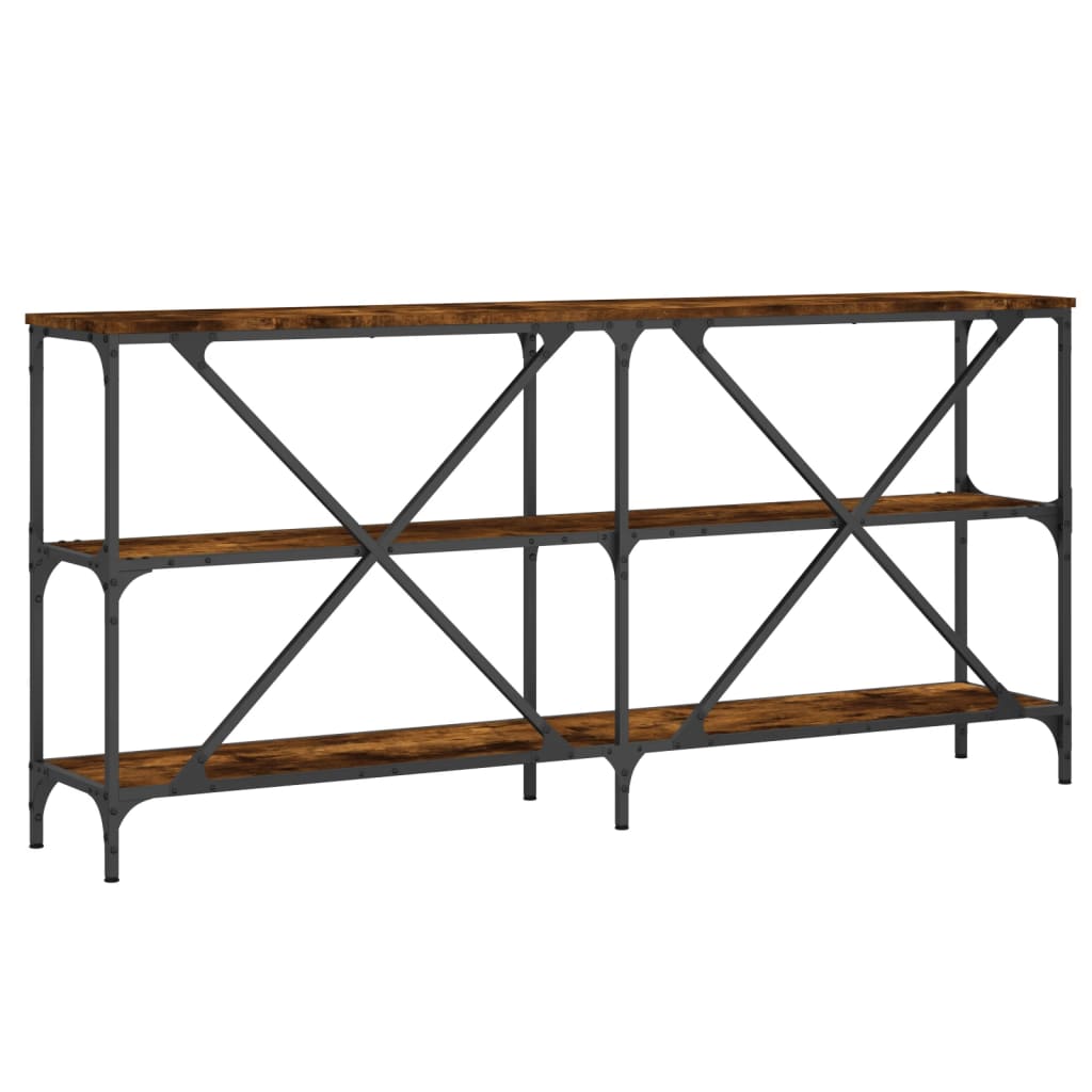 vidaXL Console Table Smoked Oak 160x30x75 cm Engineered Wood and Iron