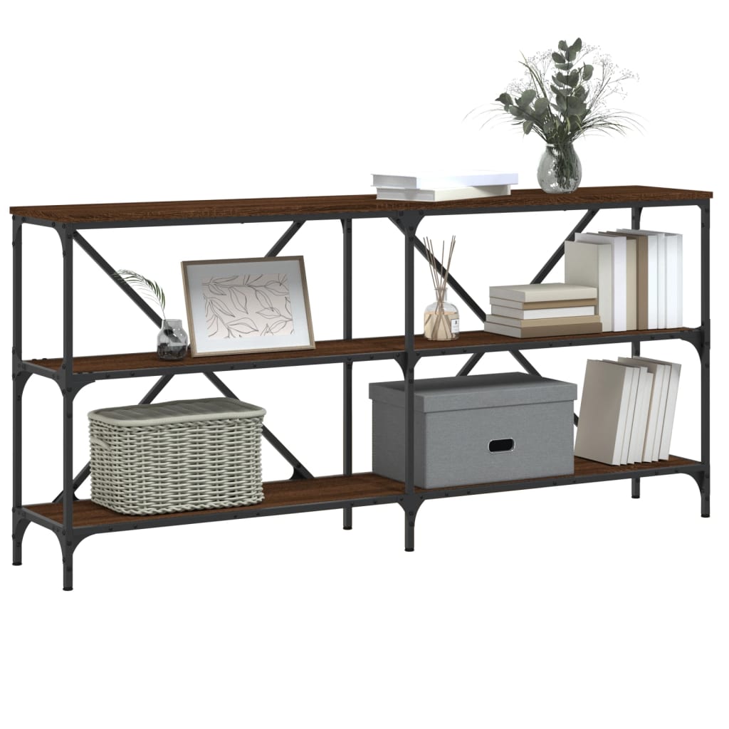 vidaXL Console Table Brown Oak 160x30x75 cm Engineered Wood and Iron