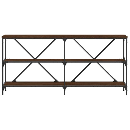 vidaXL Console Table Brown Oak 160x30x75 cm Engineered Wood and Iron