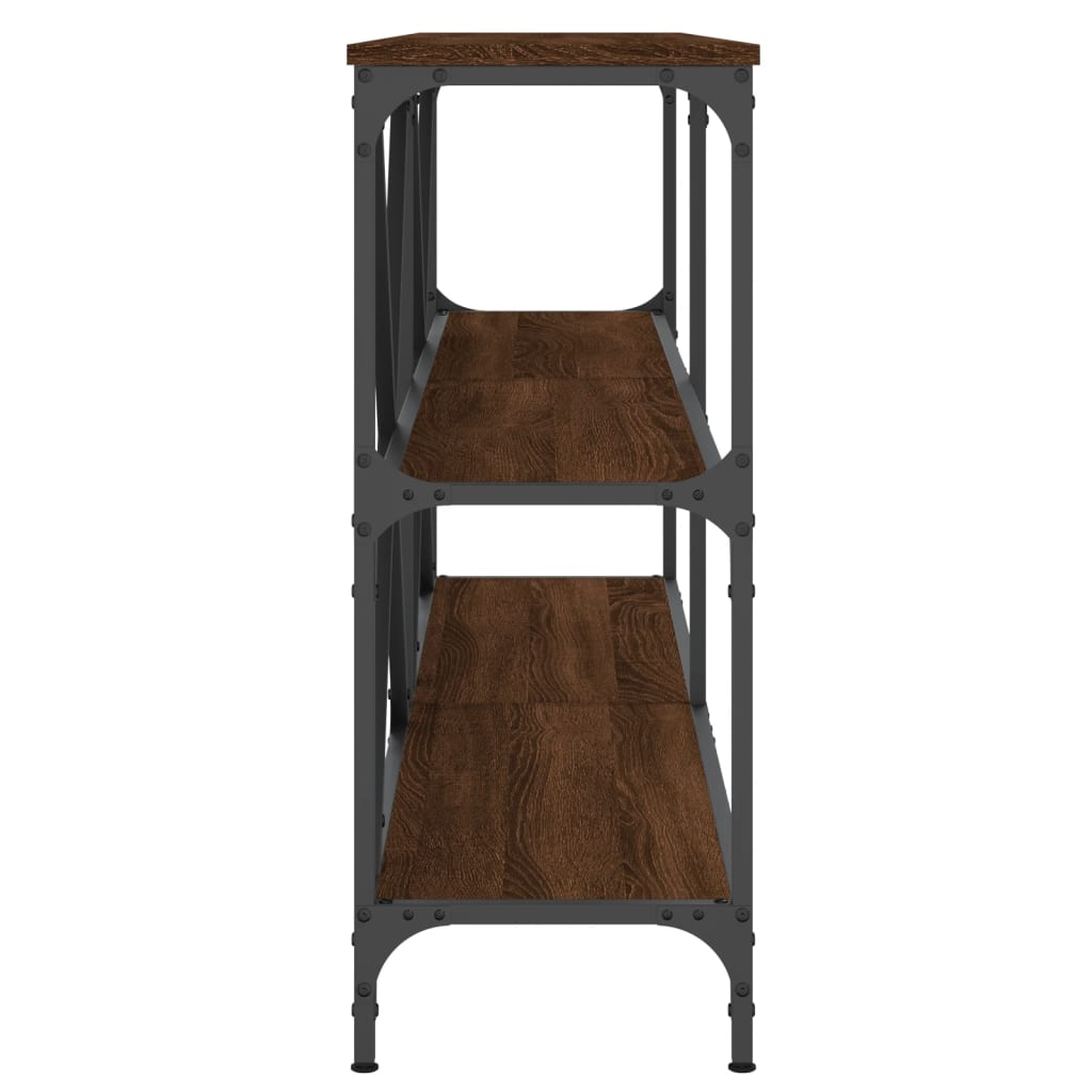 vidaXL Console Table Brown Oak 160x30x75 cm Engineered Wood and Iron